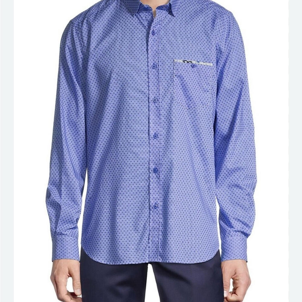 ROBERT GRAHAM Men’s Blue Polka Dot LEROY Tailored Fit Cotton Shirt SZ S